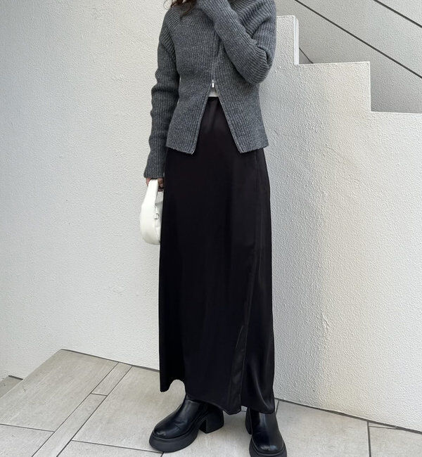  「[mline]ハイネックWZIPニット」|カーディガン|