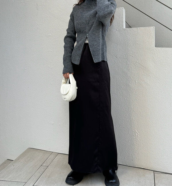  「[mline]ハイネックWZIPニット」|カーディガン|