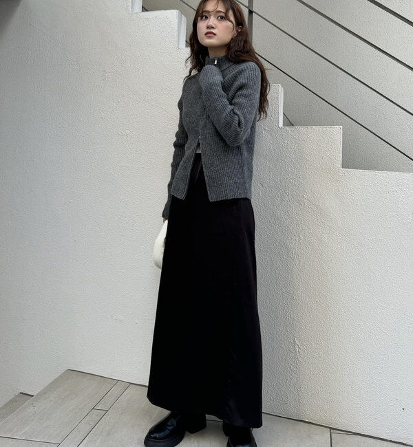  「[mline]ハイネックWZIPニット」|カーディガン|