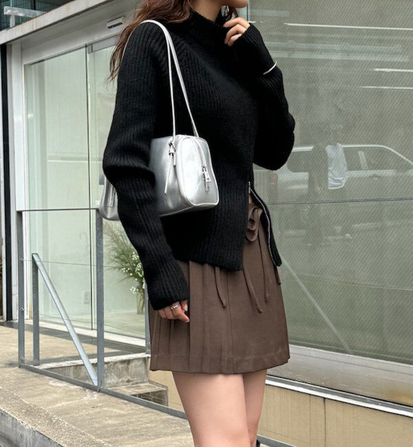  「[mline]ハイネックWZIPニット」|カーディガン|