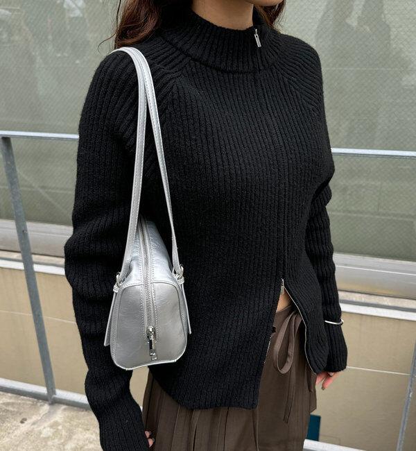  「[mline]ハイネックWZIPニット」|カーディガン|