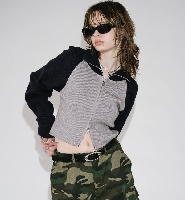  「【新色登場】ラグランジップニット」|カーディガン|ブルーその他1