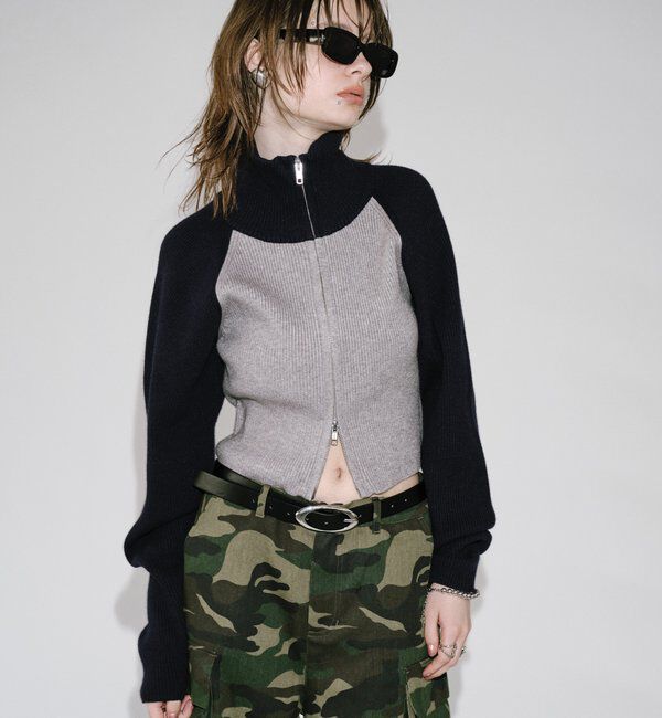  「【新色登場】ラグランジップニット」|カーディガン|