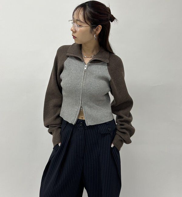  「【新色登場】ラグランジップニット」|カーディガン|