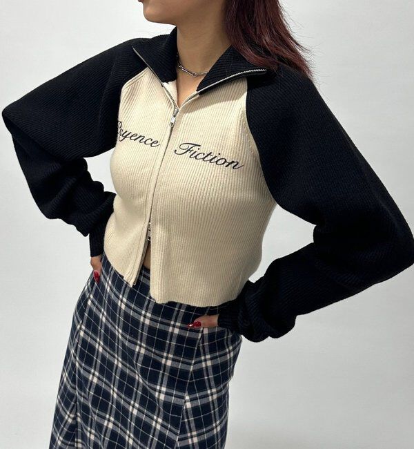  「【新色登場】ラグランジップニット」|カーディガン|ブラックその他1