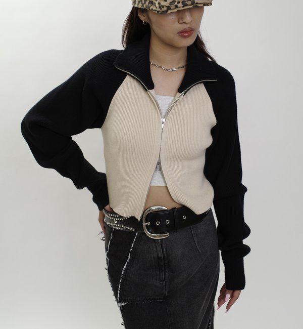 「【新色登場】ラグランジップニット」|カーディガン|