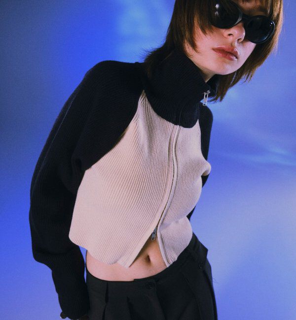  「【新色登場】ラグランジップニット」|カーディガン|