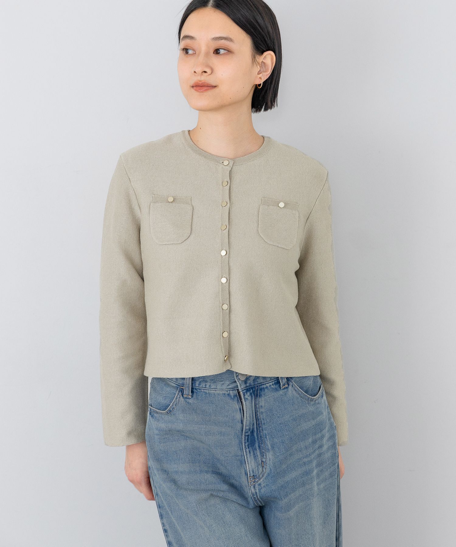 A part by 「キンボタンショートカーディガン」|カーディガン|