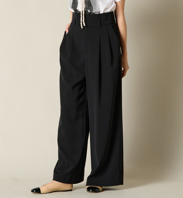 Liesse「ハイウエストタックワイドパンツ（セットアップ対応）」|その他|ブラック