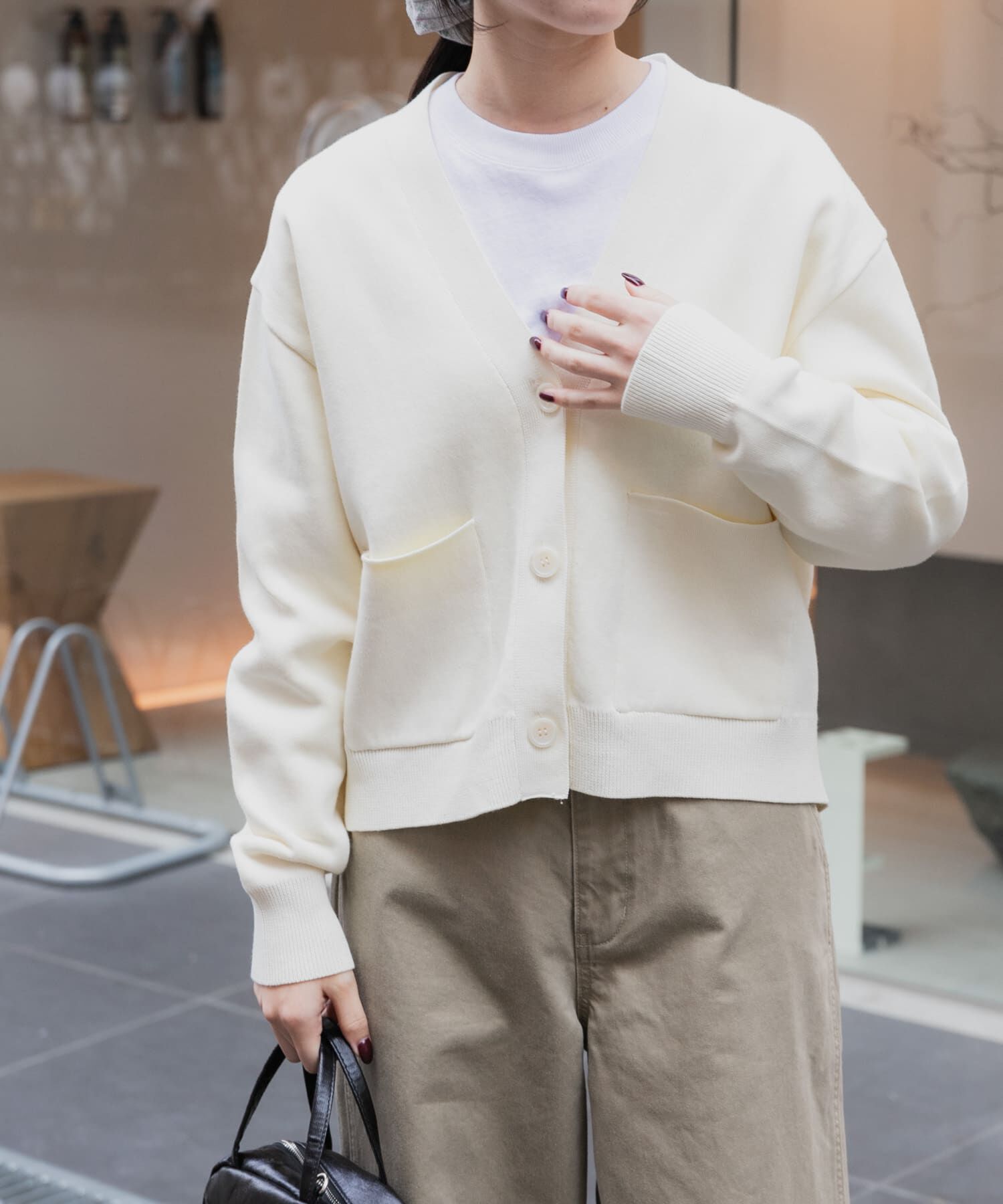 URBAN RESEARCH DOORS「FORK&SPOON　ダブルフェイスVネックカーディガン」|カーディガン|