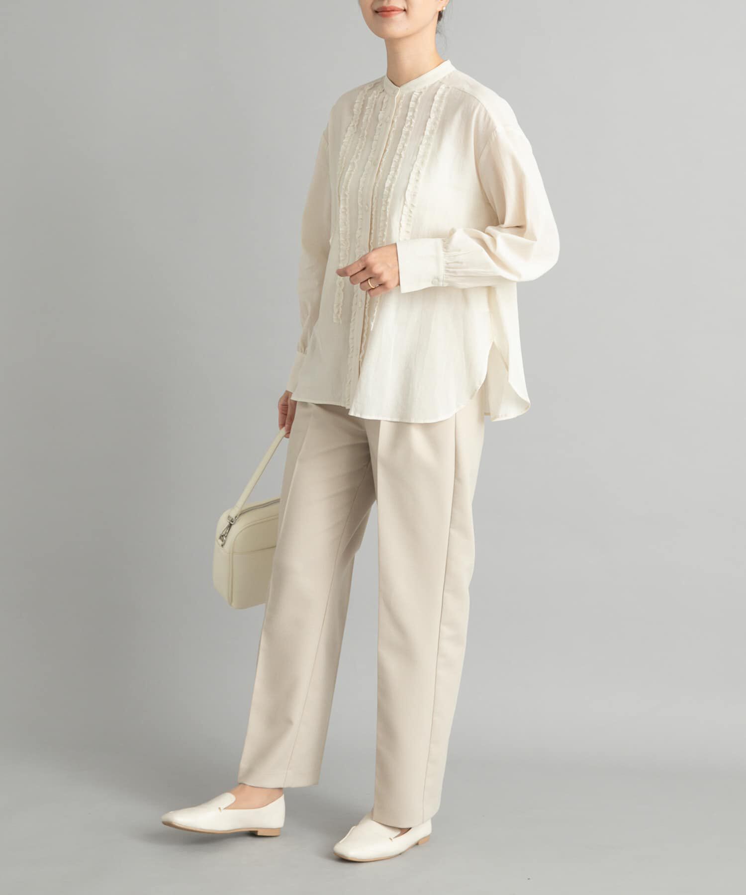 URBAN RESEARCH DOORS「フロントフリルスタンドカラーブラウス」|シャツ・ブラウス|