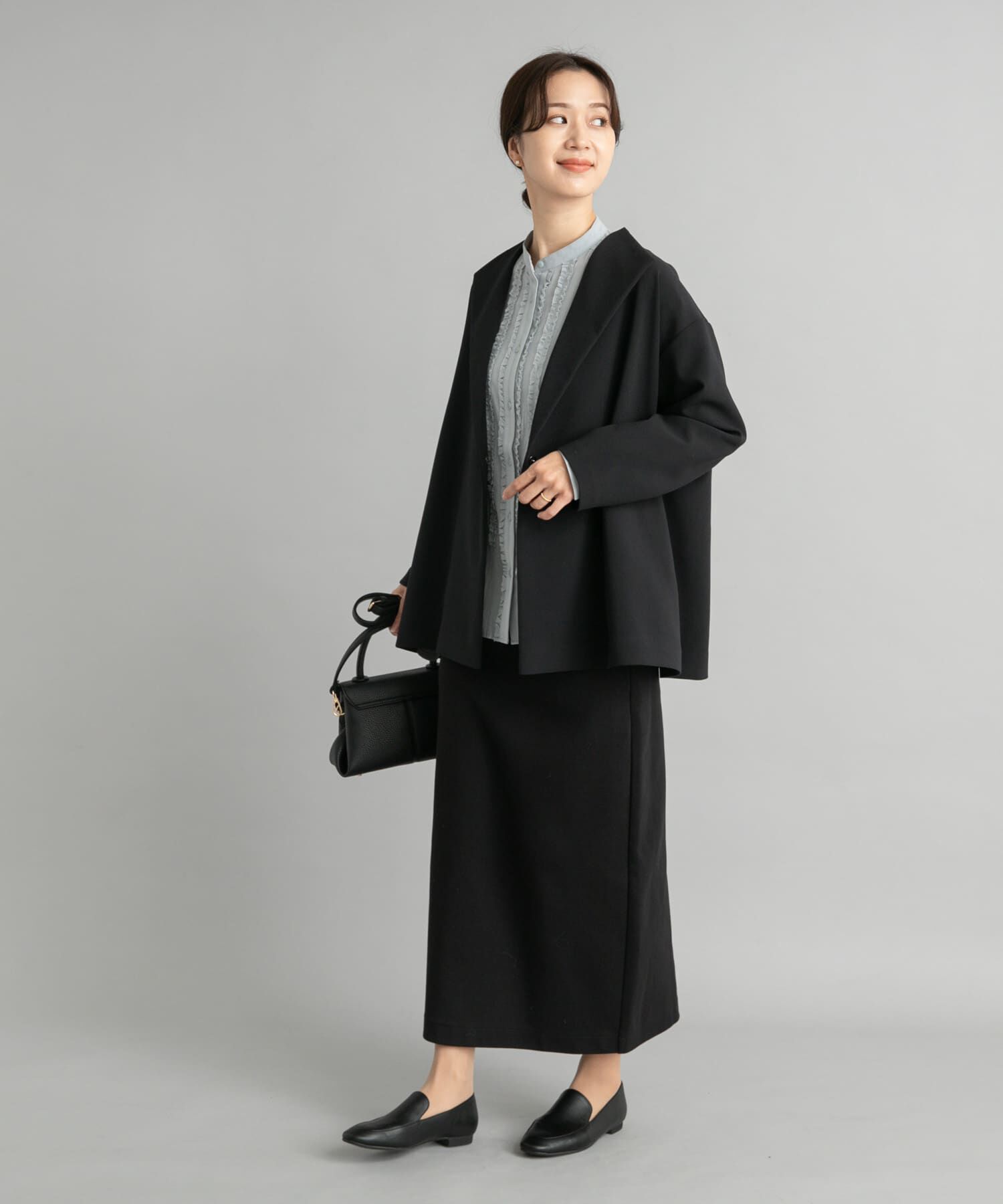 URBAN RESEARCH DOORS「フロントフリルスタンドカラーブラウス」|シャツ・ブラウス|