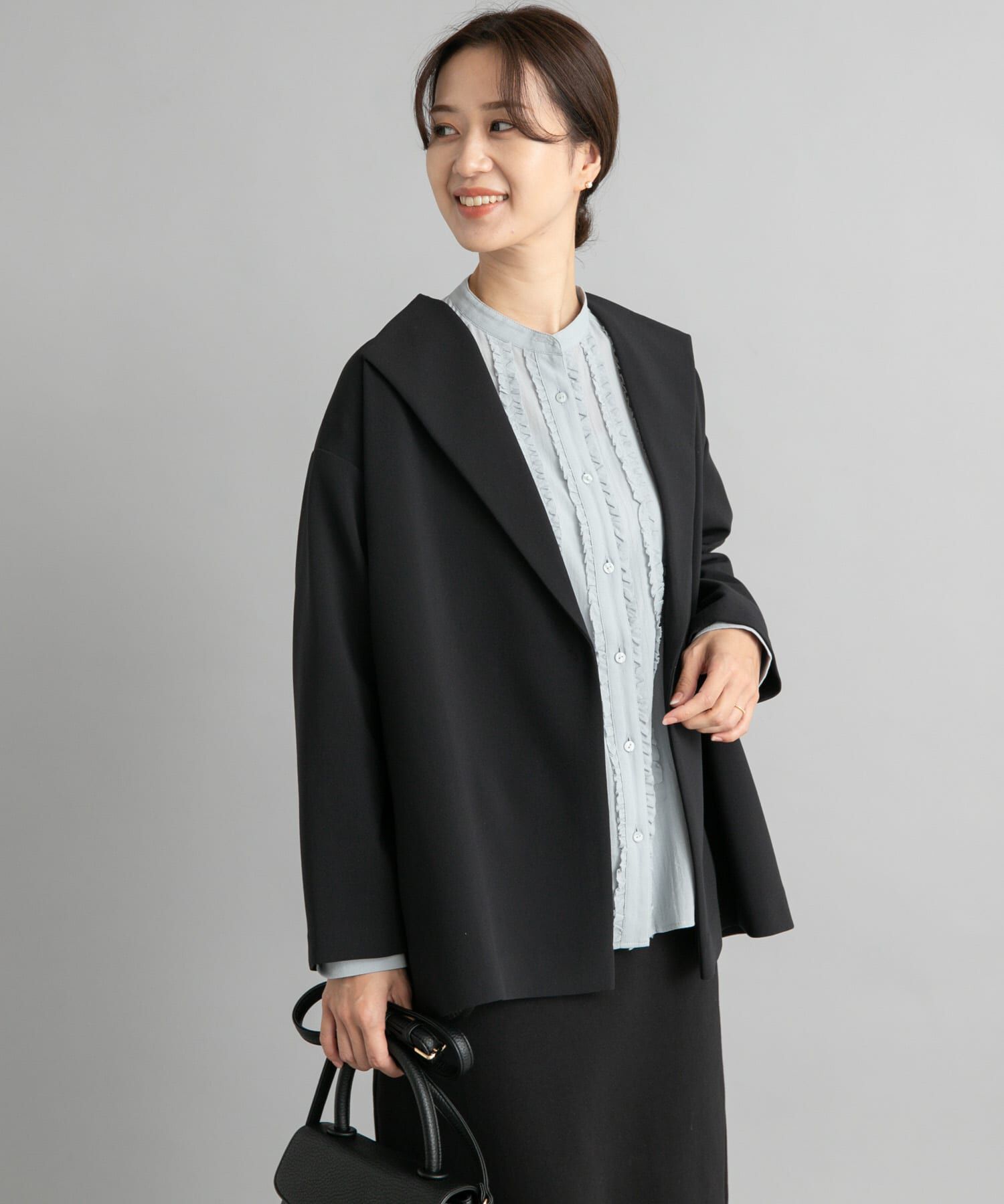 URBAN RESEARCH DOORS「フロントフリルスタンドカラーブラウス」|シャツ・ブラウス|