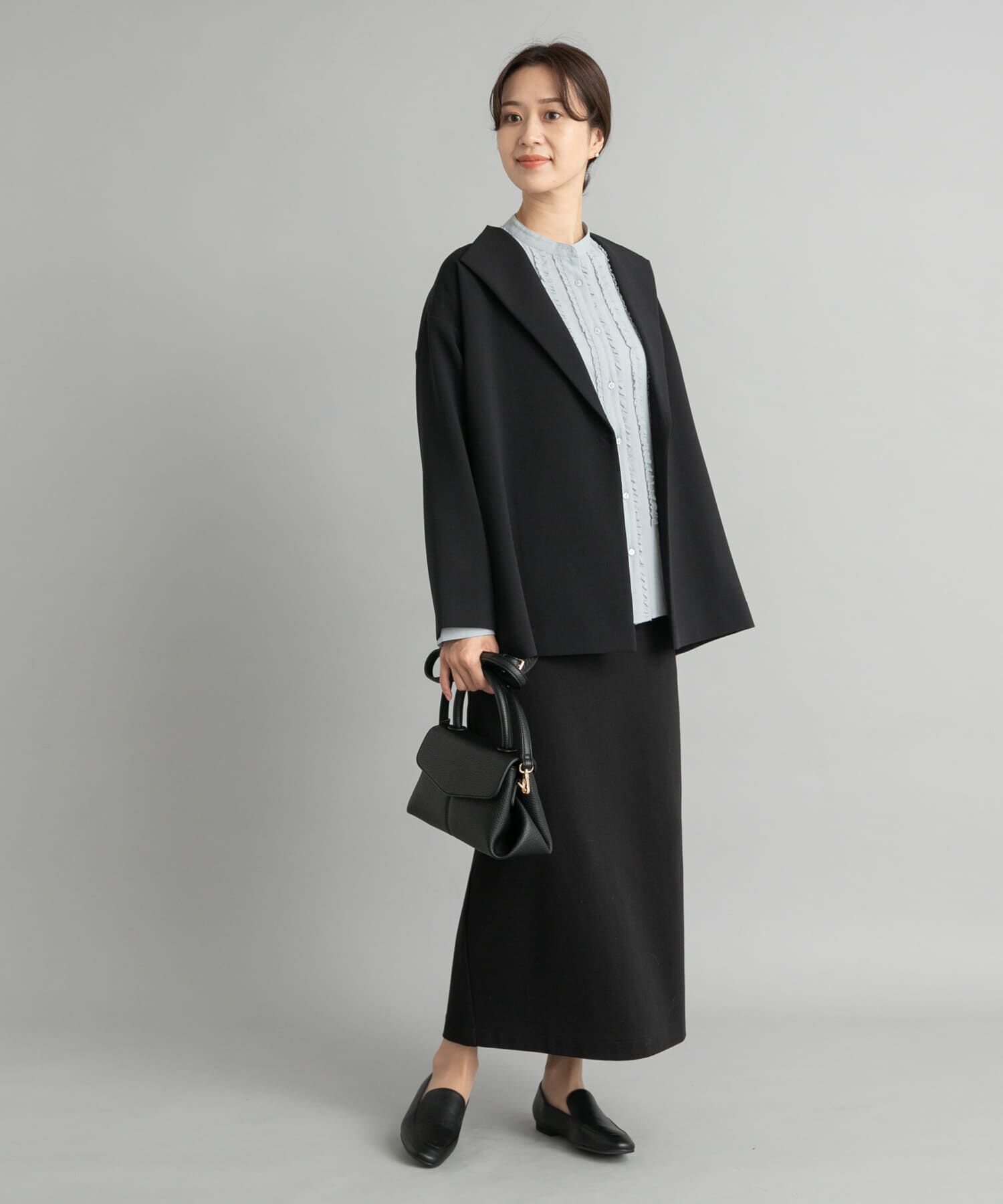 URBAN RESEARCH DOORS「フロントフリルスタンドカラーブラウス」|シャツ・ブラウス|