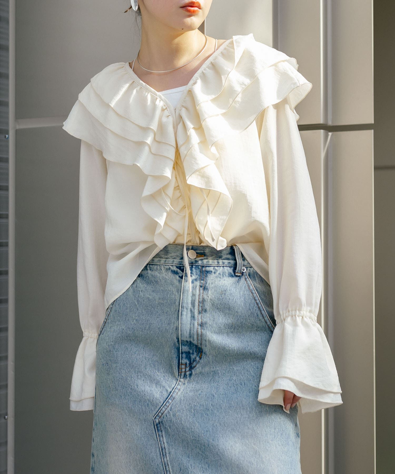  「フリルカラーリボンブラウス」|シャツ・ブラウス|