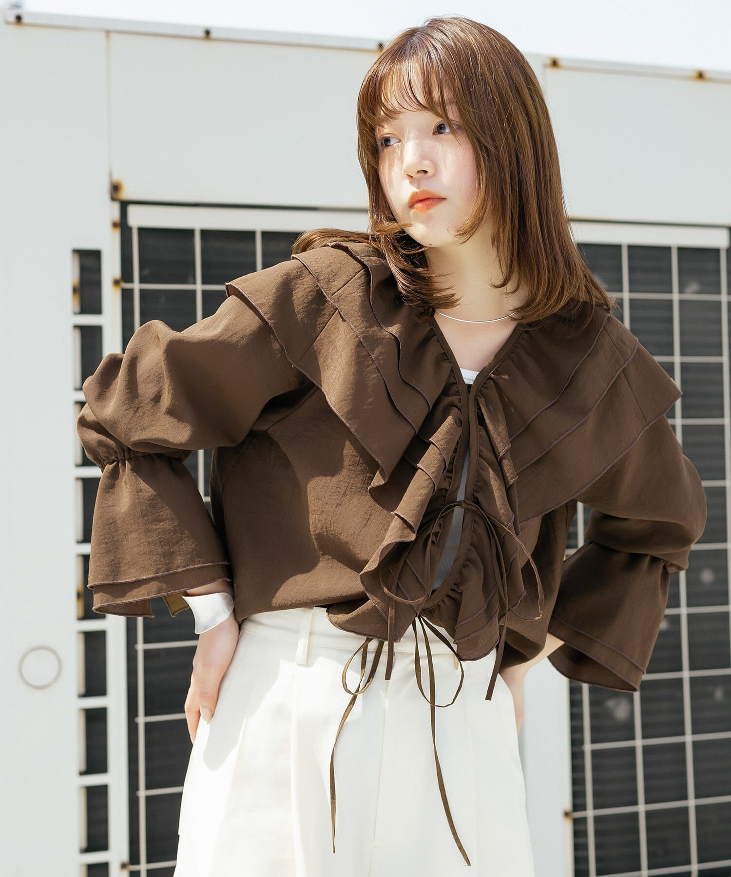  「フリルカラーリボンブラウス」|シャツ・ブラウス|