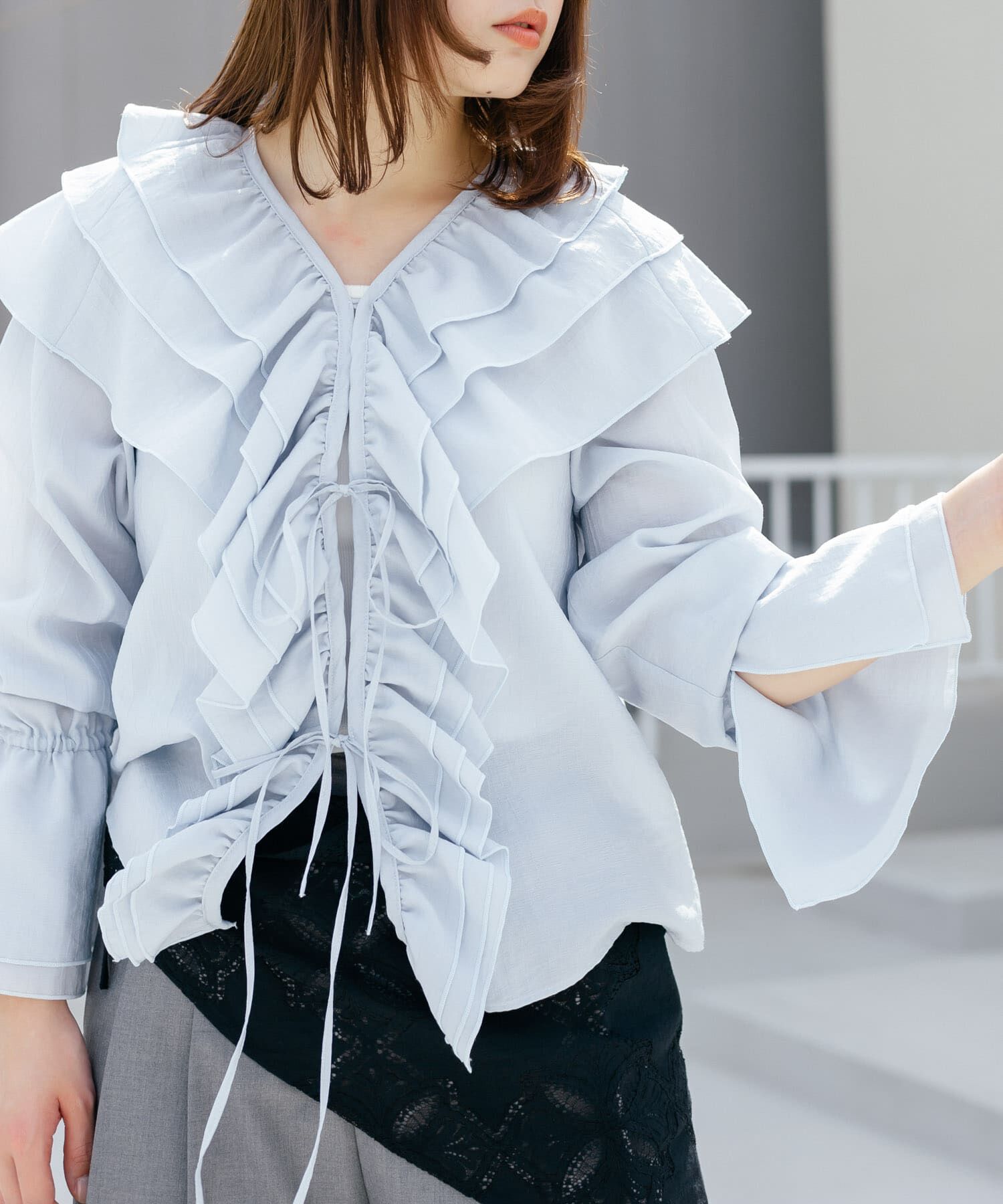  「フリルカラーリボンブラウス」|シャツ・ブラウス|