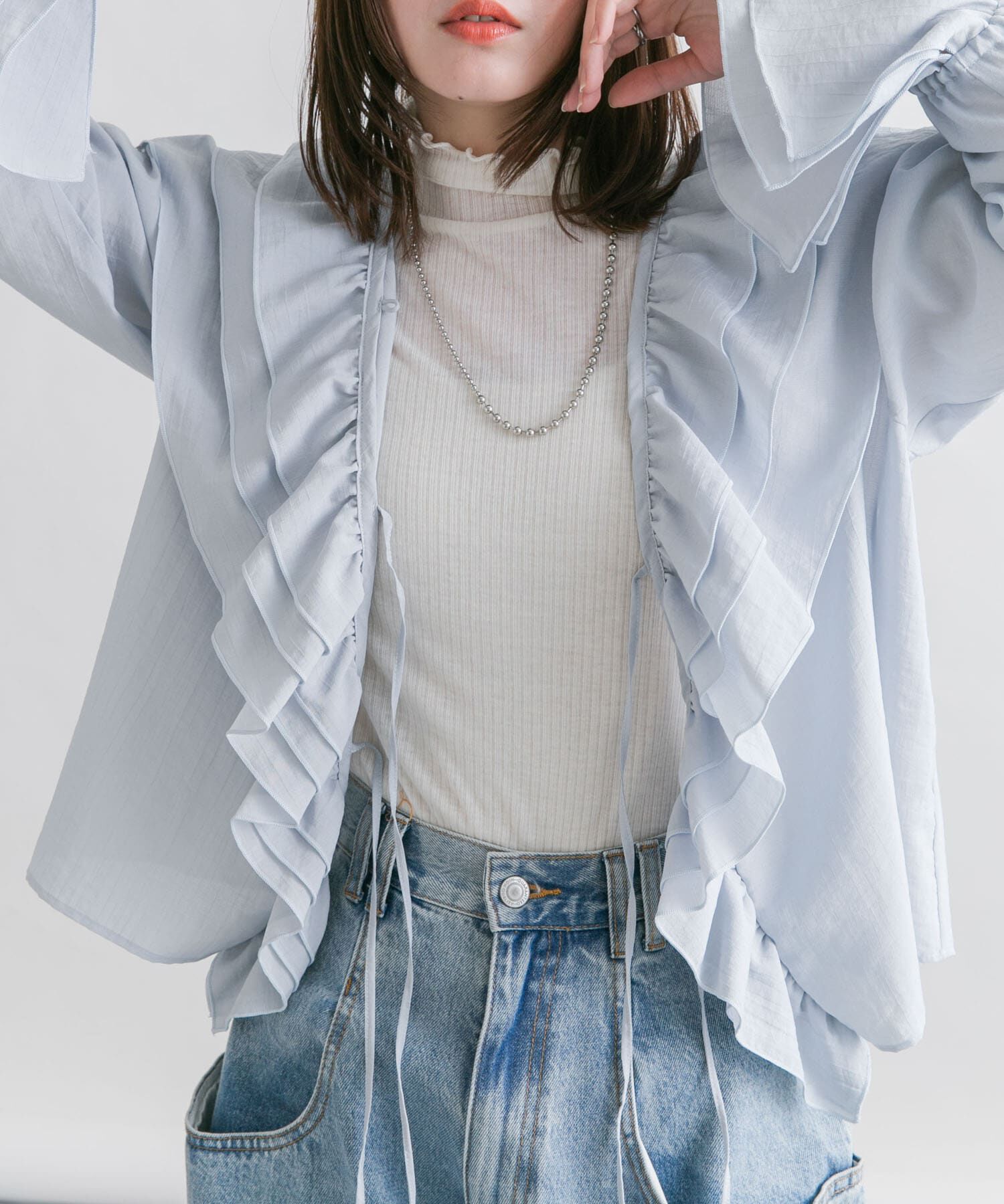  「フリルカラーリボンブラウス」|シャツ・ブラウス|