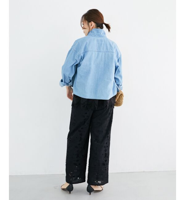  「《軽い素材》パールボタンコンパクトデニムシャツ」|シャツ・ブラウス|