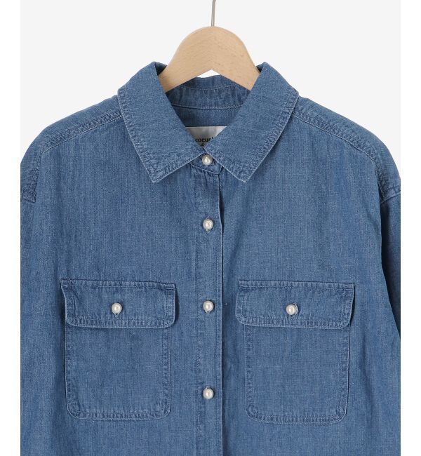  「《軽い素材》パールボタンコンパクトデニムシャツ」|シャツ・ブラウス|