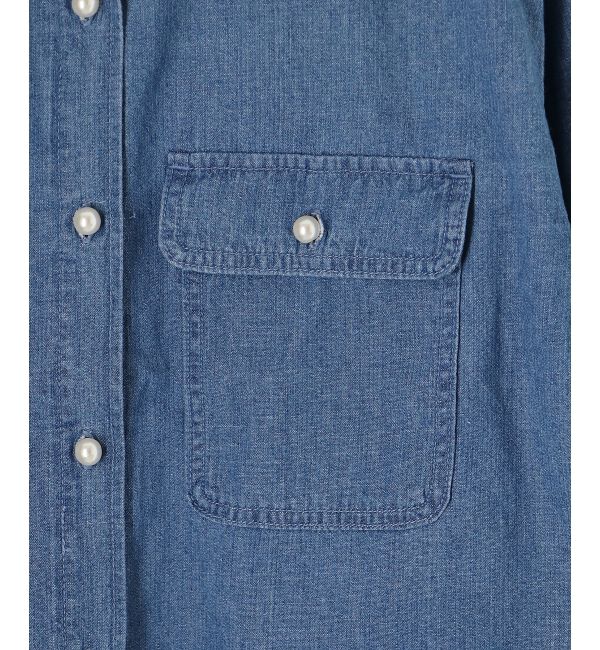  「《軽い素材》パールボタンコンパクトデニムシャツ」|シャツ・ブラウス|