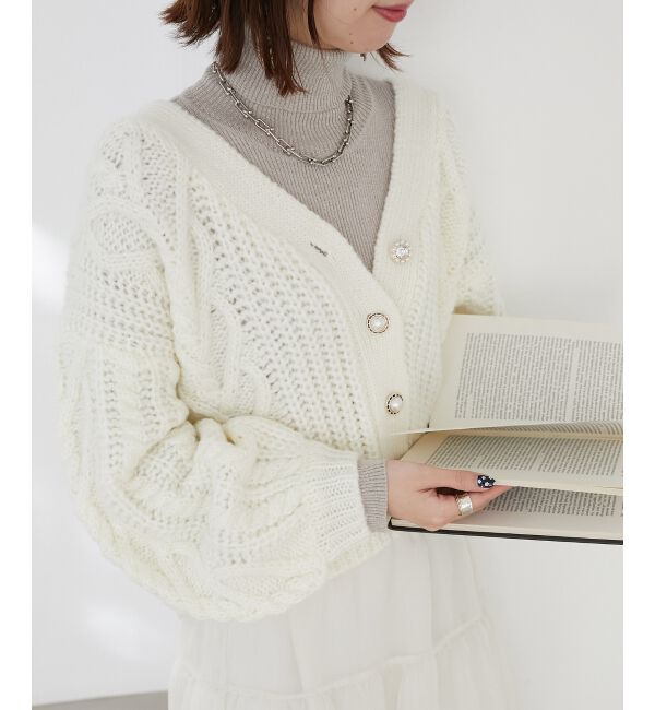 MAJESTICLEGON「ハートケーブルカーディガン」|カーディガン|