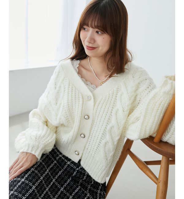 MAJESTICLEGON「ハートケーブルカーディガン」|カーディガン|