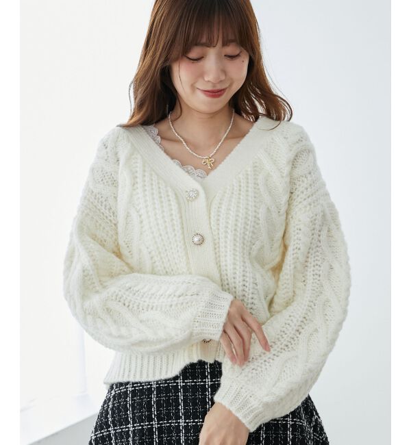 MAJESTICLEGON「ハートケーブルカーディガン」|カーディガン|