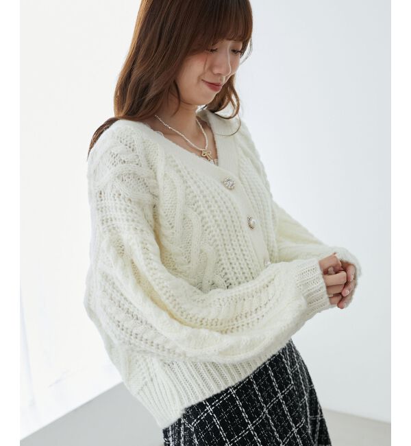 MAJESTICLEGON「ハートケーブルカーディガン」|カーディガン|