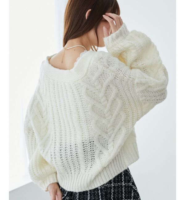 MAJESTICLEGON「ハートケーブルカーディガン」|カーディガン|