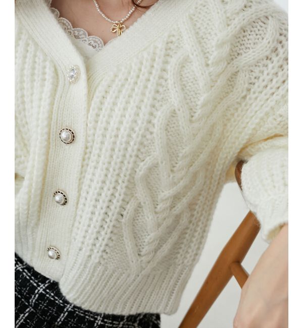 MAJESTICLEGON「ハートケーブルカーディガン」|カーディガン|