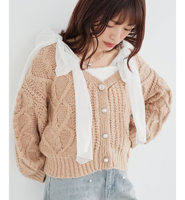 MAJESTICLEGON「ハートケーブルカーディガン」|カーディガン|