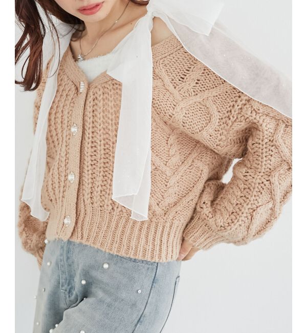 MAJESTICLEGON「ハートケーブルカーディガン」|カーディガン|