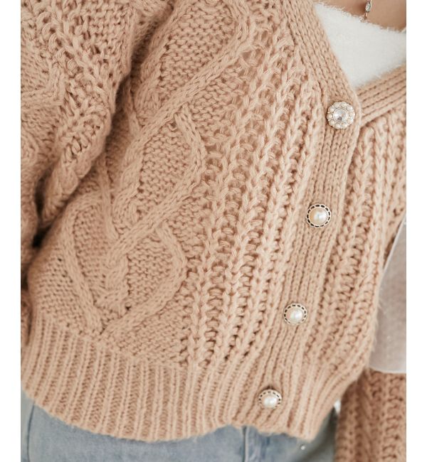 MAJESTICLEGON「ハートケーブルカーディガン」|カーディガン|