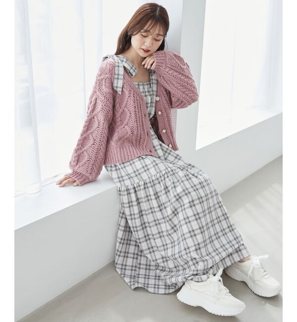 MAJESTICLEGON「ハートケーブルカーディガン」|カーディガン|