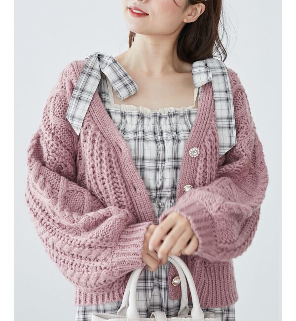 MAJESTICLEGON「ハートケーブルカーディガン」|カーディガン|