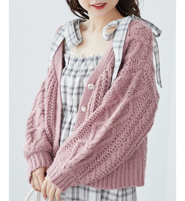 MAJESTICLEGON「ハートケーブルカーディガン」|カーディガン|