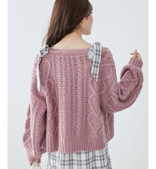 MAJESTICLEGON「ハートケーブルカーディガン」|カーディガン|