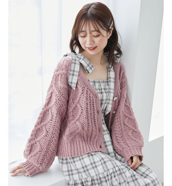 MAJESTICLEGON「ハートケーブルカーディガン」|カーディガン|