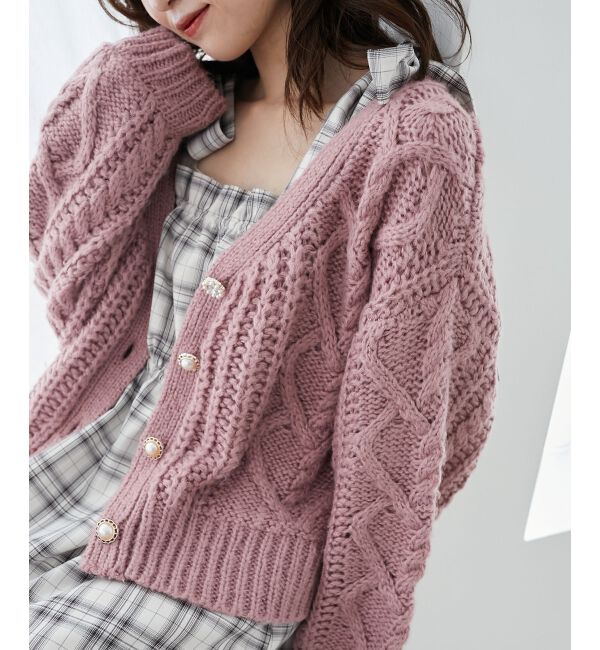 MAJESTICLEGON「ハートケーブルカーディガン」|カーディガン|