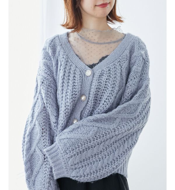 MAJESTICLEGON「ハートケーブルカーディガン」|カーディガン|