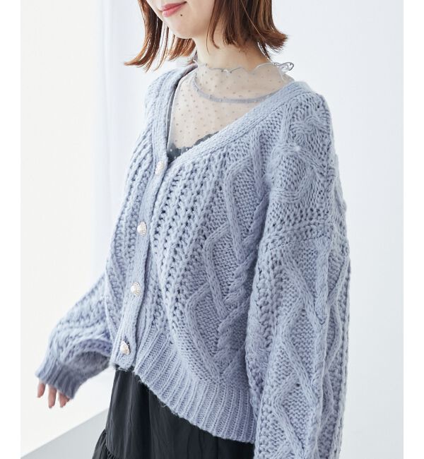 MAJESTICLEGON「ハートケーブルカーディガン」|カーディガン|