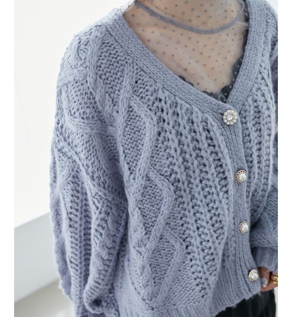 MAJESTICLEGON「ハートケーブルカーディガン」|カーディガン|