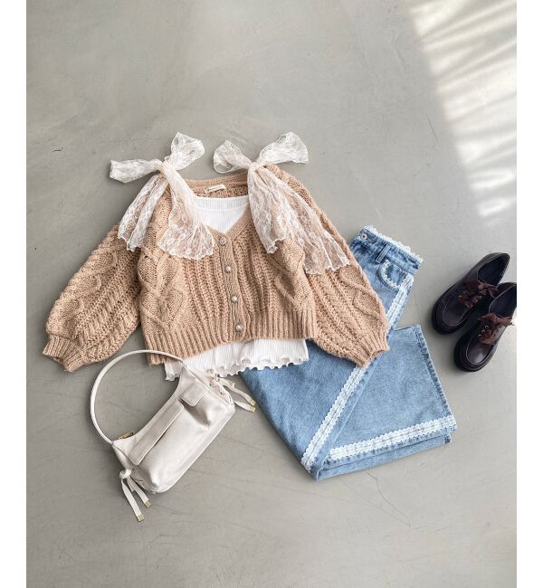 MAJESTICLEGON「ハートケーブルカーディガン」|カーディガン|