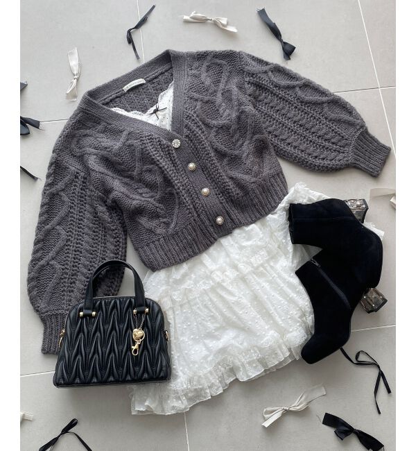 MAJESTICLEGON「ハートケーブルカーディガン」|カーディガン|