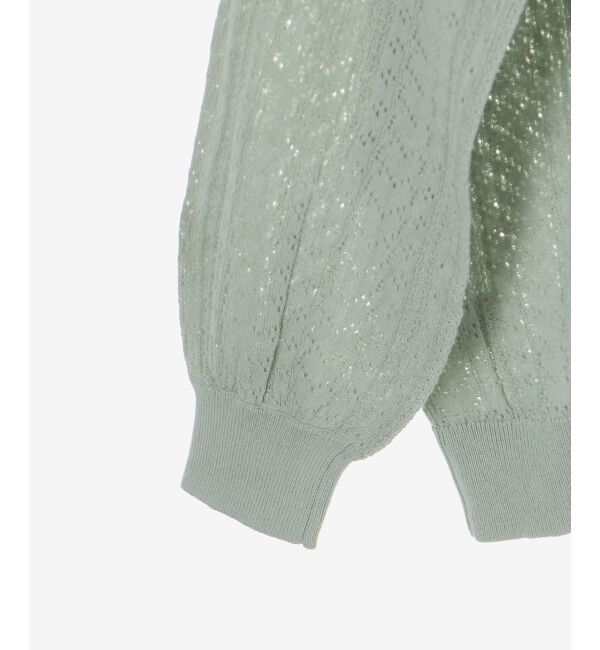  「レースアップスカシ柄ミディカーデ」|カーディガン|