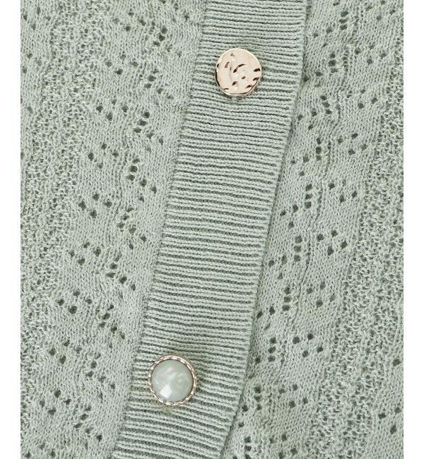  「レースアップスカシ柄ミディカーデ」|カーディガン|