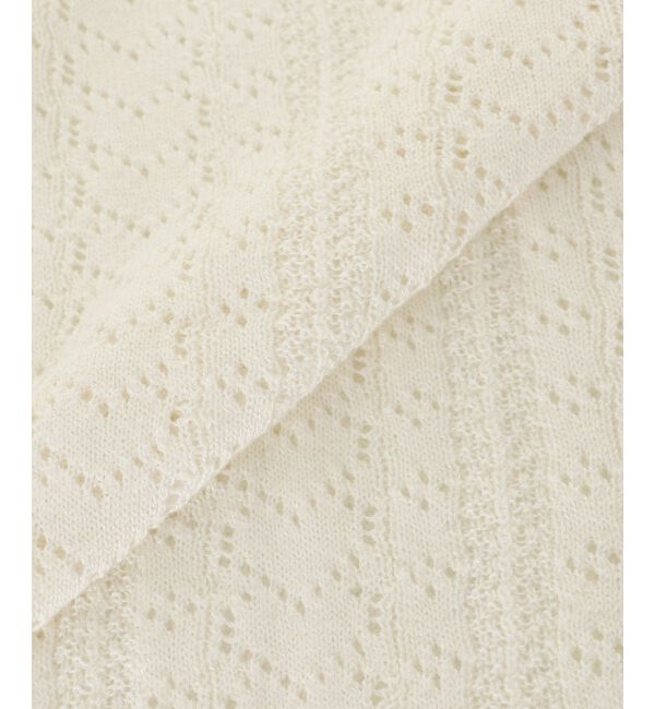  「レースアップスカシ柄ミディカーデ」|カーディガン|