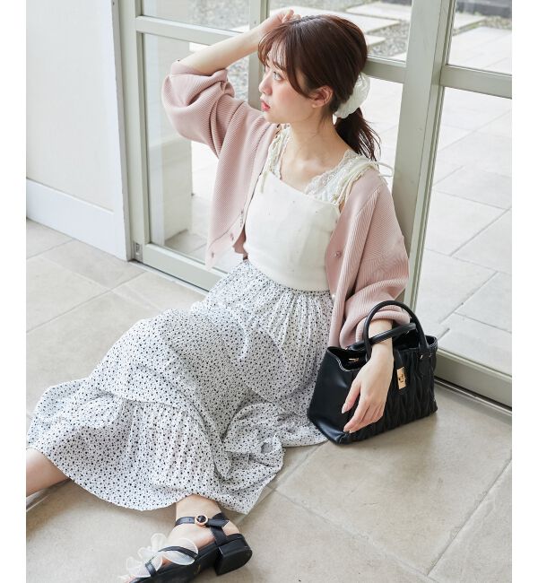 MAJESTICLEGON「リボンチャームビジューボタンカーデ」|カーディガン|