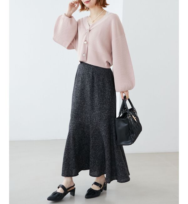 MAJESTICLEGON「リボンチャームビジューボタンカーデ」|カーディガン|